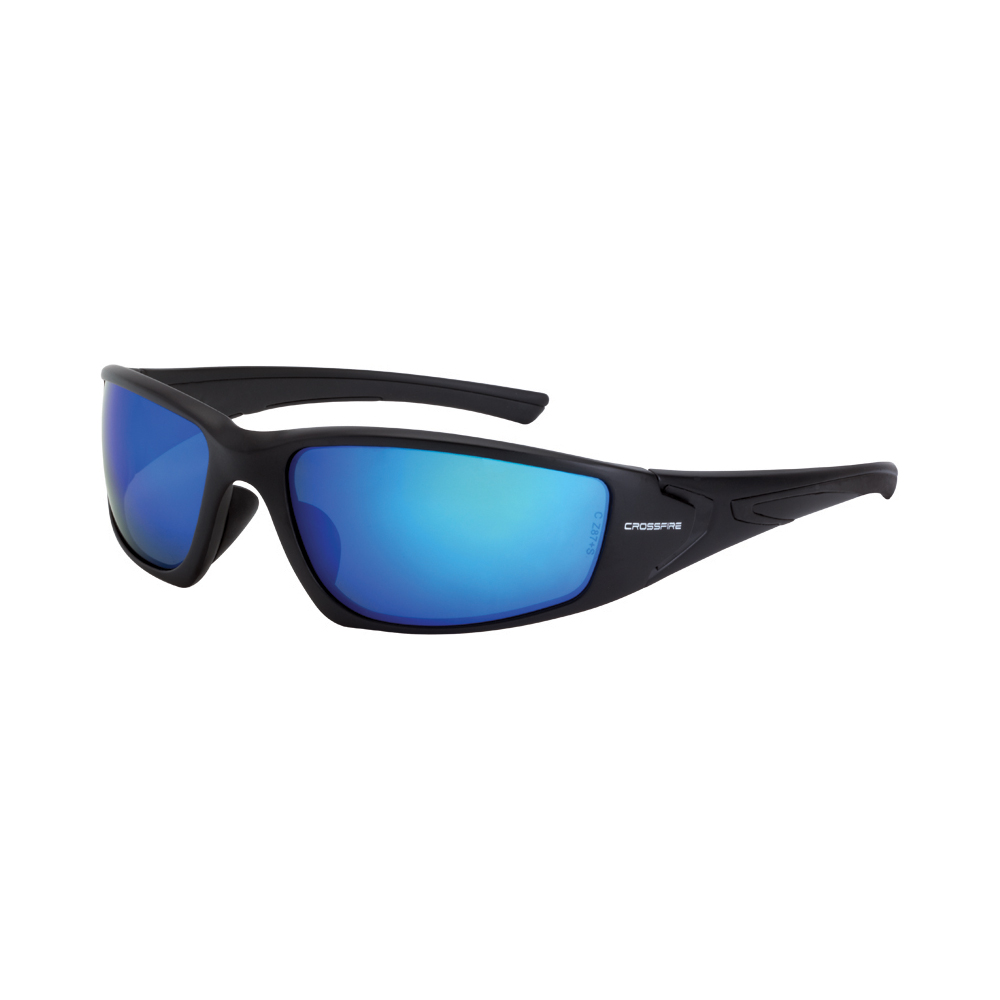 RPG Premium Safety Eyewear - Matte Black Frame - Polarized Blue Mirror Lens - Mirror Lens